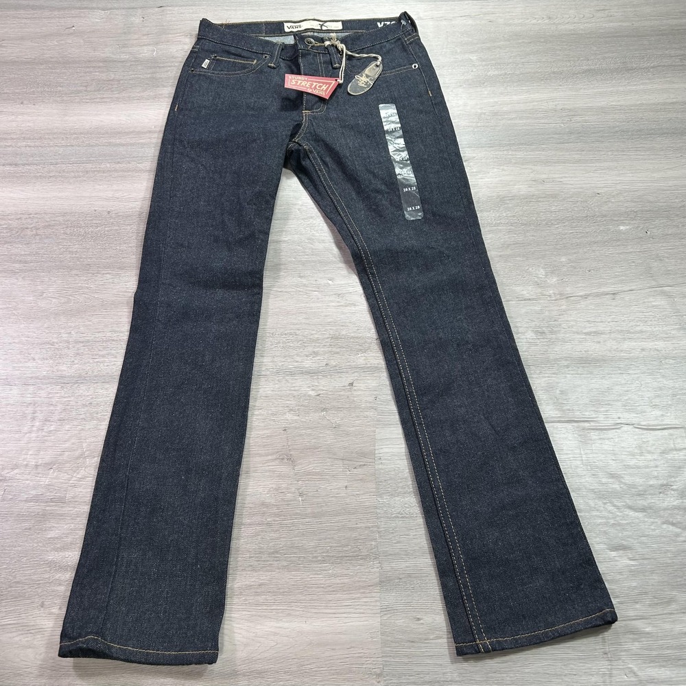 NEW Vans Jeans Mens 28x28 Dark Blue V76 Skinny Sturdy Stretch Denim Pants Casual